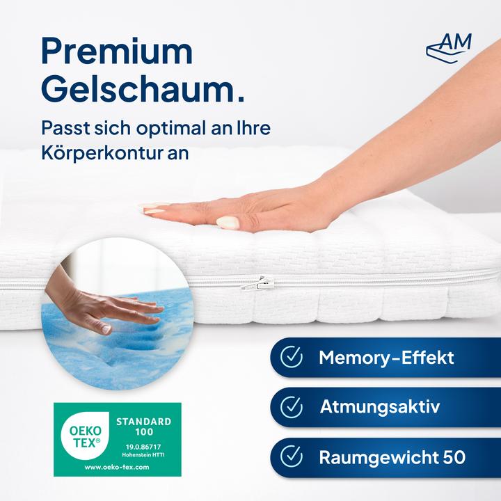Image du produit AM Qualitätsmatratzen Gelschaum Topper, Gel Memory Foam (140 x 190 cm)
