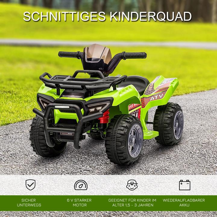 Produktbild Homcom Mini Elektro-Quad Kinder ATV für 18-36 Monate Kinder Metall PP-Kunststoff Grün 70x42x45cm (6 V)