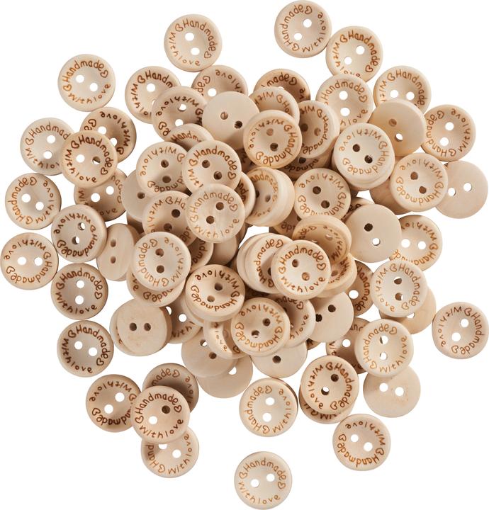 Produktbild VBS XXL Holzknöpfe "Handmade with love", 100 Stück