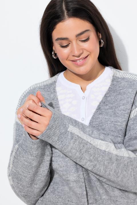 Image du produit Ulla Popken Long cardigan à manches longues et sans fermeture, coutures fantaisie (42, 44)