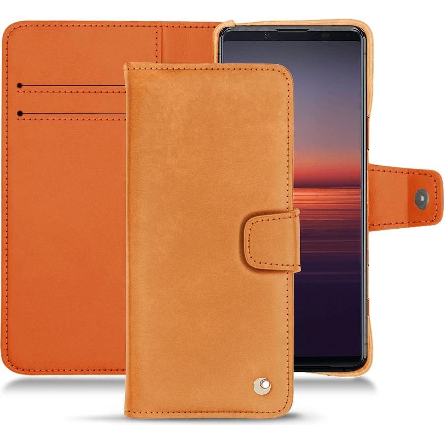 Noreve Lederschutzhülle Wallet (Sony Xperia 5 II), Smartphone Hülle, Orange