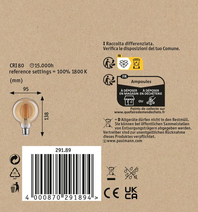 Image du produit Paulmann 1879 Filament 3-Step-Dim Globe (E27, 470 lm, 1 x)