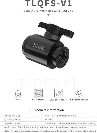 Actual product image Barrow Ball Valve (10mm) G1/4 inch ball valve, black - black