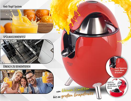 Immagine prodotto Adler AD 4013r pressa elettrica per agrumi Rosso