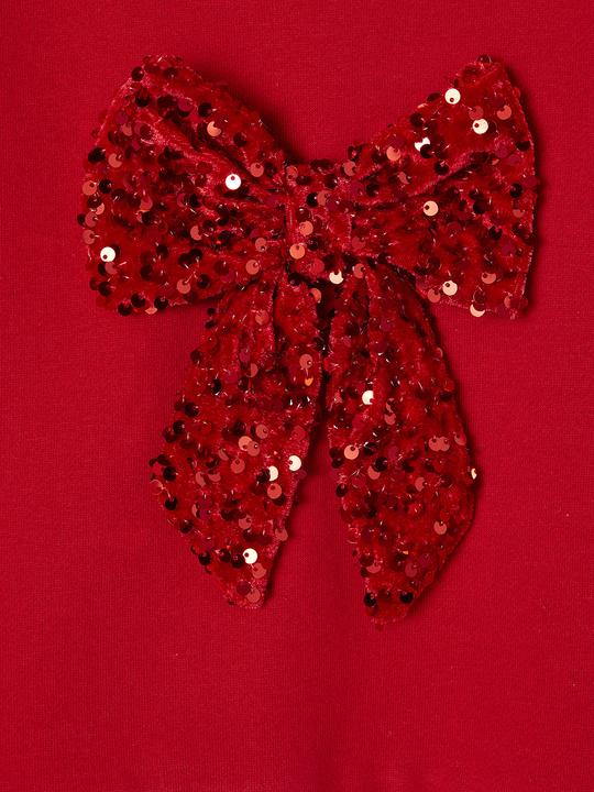Produktbild Vertbaudet Mädchen Weihnachts-Sweatshirt mit Pailletten-Schleife (128)