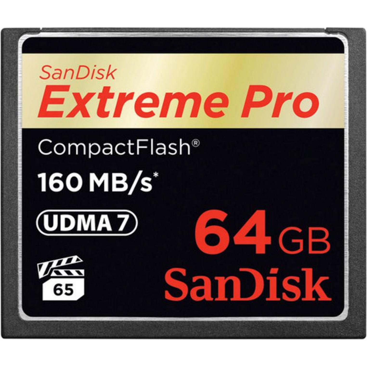 SANDISK Extreme Pro Compact Flash (64 GB, CF), Scheda di memoria, Nero