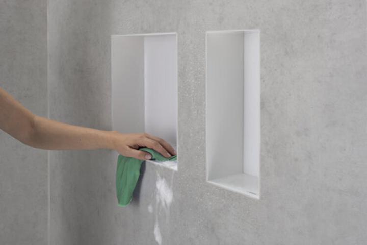 Actual product image hansgrohe Wall niche XtraStoris Original with frame, concrete grey 300x300x100mm