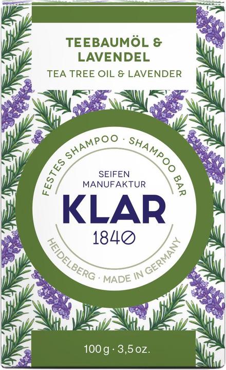 Actual product image Klar Tea tree oil & lavender (Solid shampoo, 100 g)