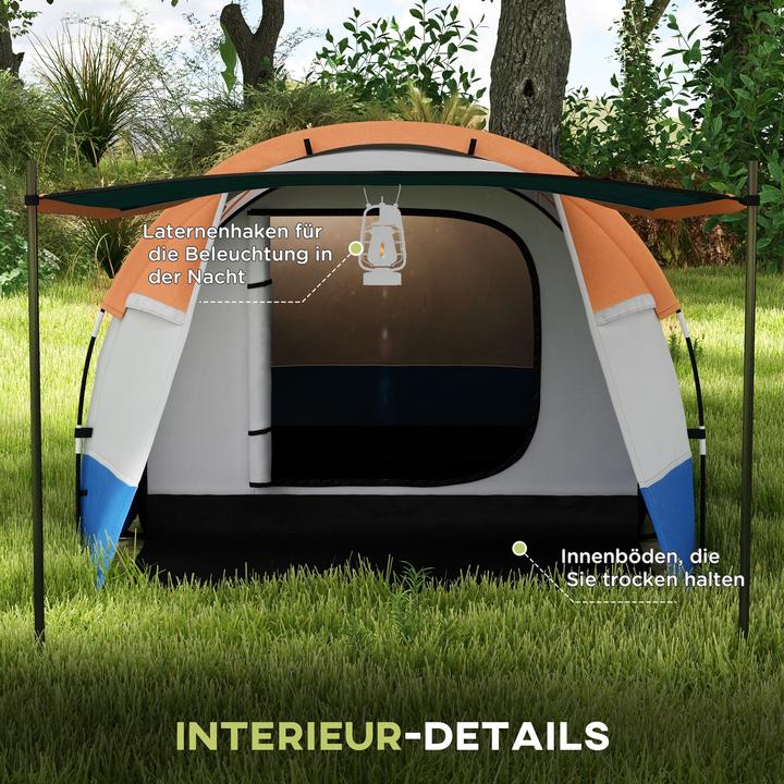 Image du produit Outsunny Campingzelt Polyester, Fiberglas Orange (Tente tunnel, 3 personnes)