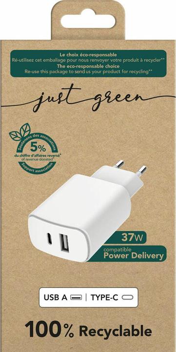 Produktbild Bigben ECO Dual Home Charger USB-A/-C 37W white (37 W, 2 Ports)