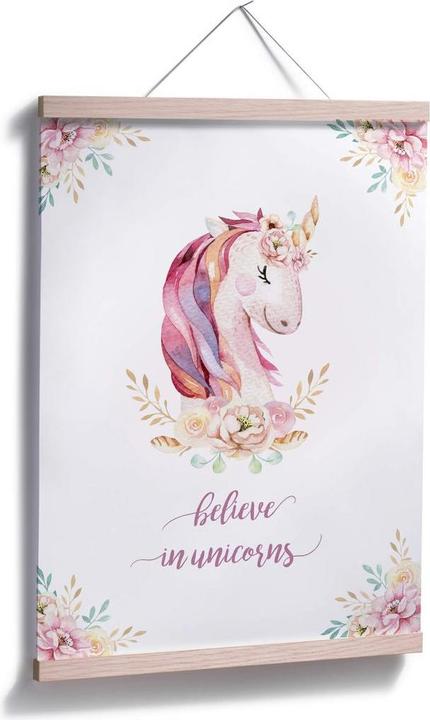 Immagine prodotto Trenddeko Kvilis - Credere in unicorni - unicorno con fiori (80 x 100 cm)