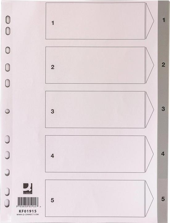 Produktbild Q-Connect Register Vollformat aus PP, mit Indexblatt