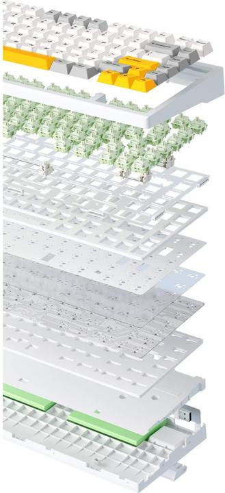 Actual product image Mchose G75 Pro Blue Matcha Latte V2 Tri-Mode Gasket Mechanical Keyboard (US, Cable, Wireless)