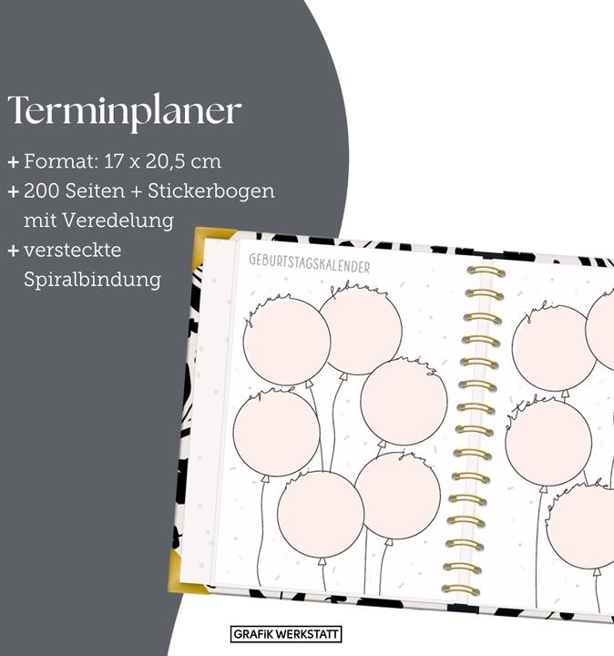 Image du produit Terminplaner A5 Premium 2026 Blumen (A5, 1 semaine / 2 pages)