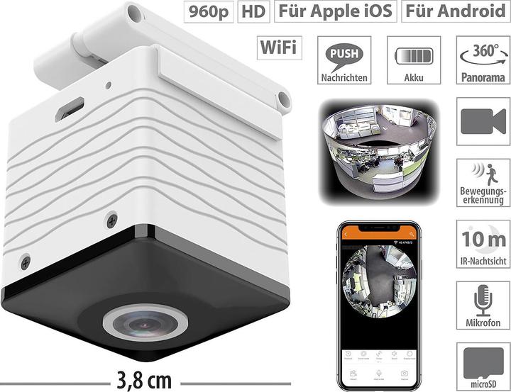 Immagine prodotto 7links Mini telecamera di sorveglianza HD alimentata a batteria (1280 x 960 pixel)