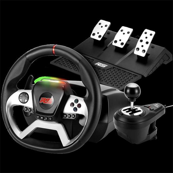 Spirit Of Gamer "Kit Volant Pédalier Levier de vitesse Race Wheel Force 1080RS (Noir/Gris)" (PC, PS4, Xbox One S), Controller gaming, Nero, Grigio