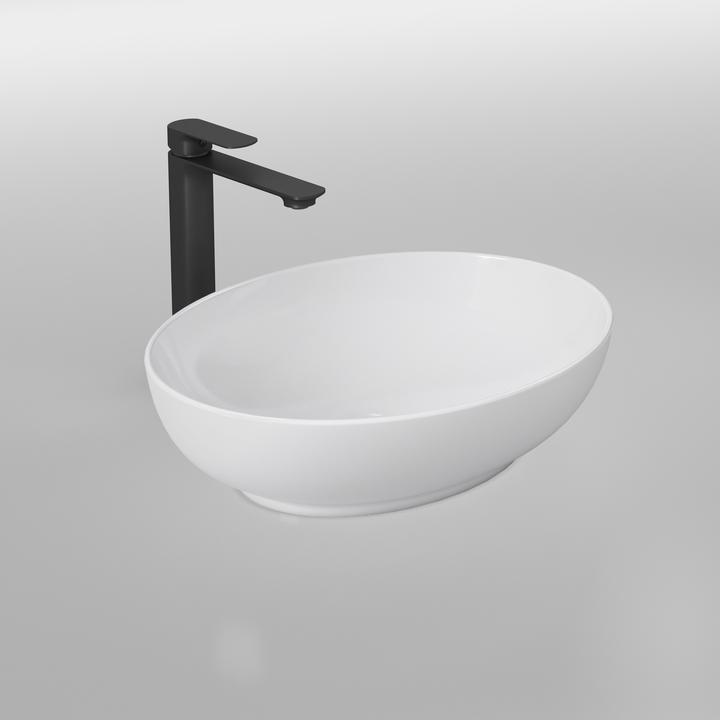 Emke Aufsatzwaschbecken 520 x 395 x 130 mm, Oval, Keramik, Weiss glänzend (395 mm, 520 mm)