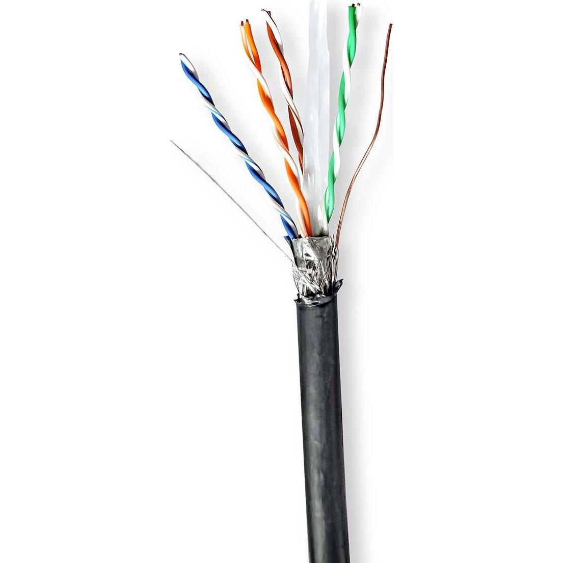 Nedis Netzwerk-Kabel Rollen CAT6 Solid S/FTP Kupfer 100.0 m Aussenbereich Rund PE (S/FTP, CAT6, 100 m), Netzwerkkabel