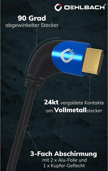 Produktbild Oehlbach HDMI AV Anschlusskabel (1x HDMI-Stecker - 1x HDMI-Stecker) 1.5 m Schwar (1.50 m, HDMI, 2.1)