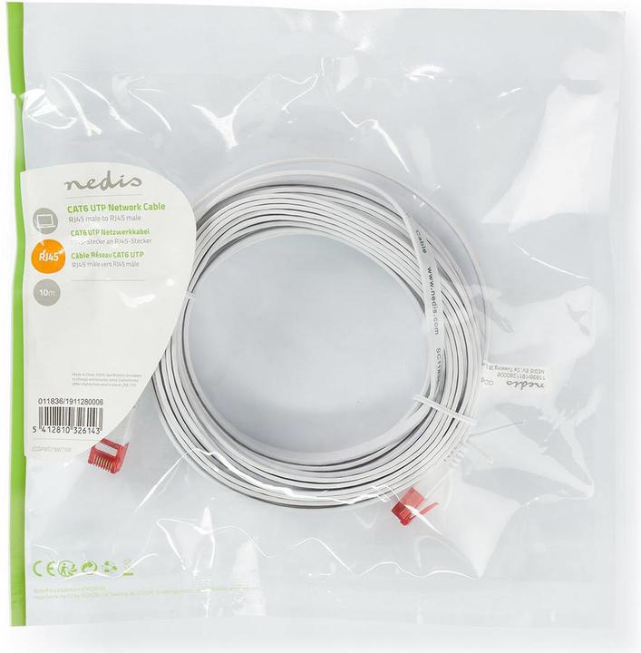 Actual product image Nedis CCGP85216WT100. Cable length: 10 m, Cable standard: Cat6, Cable shielding: U/UTP (UTP), Connector (U/UTP, CAT6, 10 m)