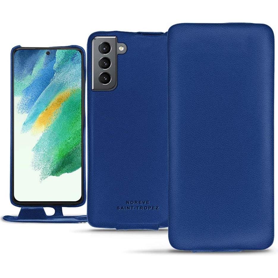 Noreve Lederschutzhülle vertikal (Samsung Galaxy S21 FE), Smartphone Hülle, Blau