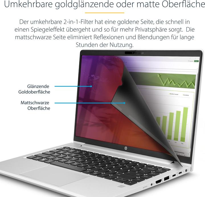 Immagine prodotto StarTech COM 14inch 16:9 Laptop Privacy Screen Filtro d'oro reversibile con sicurezza di privacy avanzata S (14", 16 : 9)