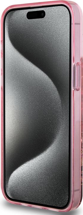 Image du produit Guess GUHCP15LLFCSEGP iPhone 15 Pro 6.1" różowy/pink hardcase Liquid Glitter Gold Stripes (Apple iPhone 15 Pro)