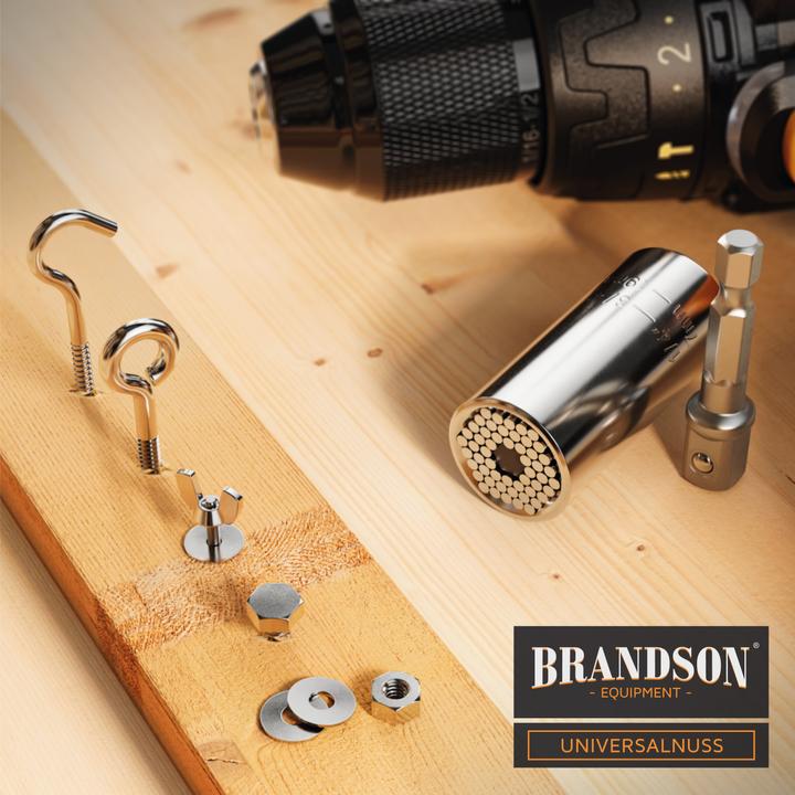 Produktbild Brandson Steckschlüssel, Universal Schlüssel, Multifunktions Nuss Bit Adapter, Universalnuss 7-19mm + Adapter (1/2")