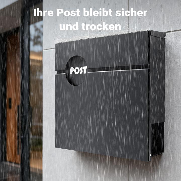 Produktbild Wiltec Briefkasten Anthrazit V62 Postkasten Stahl Zeitungsfach Wandbriefkasten