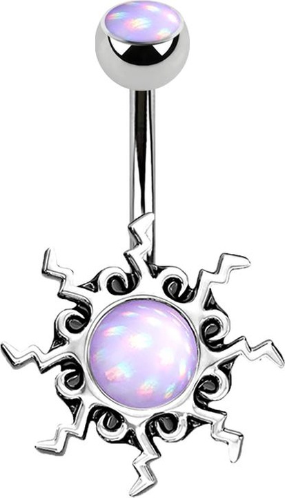 Produktbild Star Piercing Banane silber Sonne mit Epoxidstein violett (Chirurgenstahl 316L, Messing)