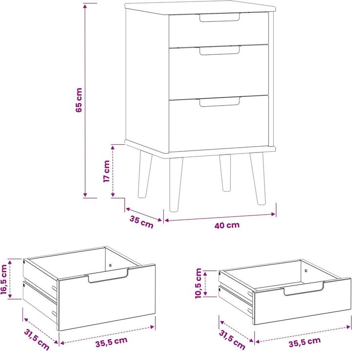 Immagine prodotto vidaXL Nachttisch (35 x 40 x 65 cm)