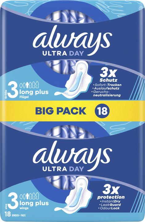 Produktbild Always Ultra Binde Long Plus mit Flügeln BigPack (18 x)