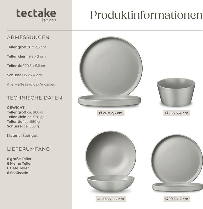 Actual product image tectake Kitchen starter set for 6 people with crockery, pots etc. (40 pcs.)