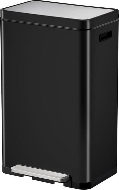 EKO Treteimer X-Cube Tretmülleimer rechteckig 30 L schwarz mit extra breitem Pedal, gedämpftem Deck (30 l)