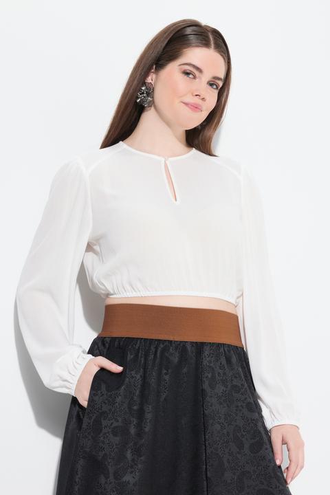 Produktbild Ulla Popken Dirndlbluse, Gummisaum, Rundhals, weiter Langarm (52)
