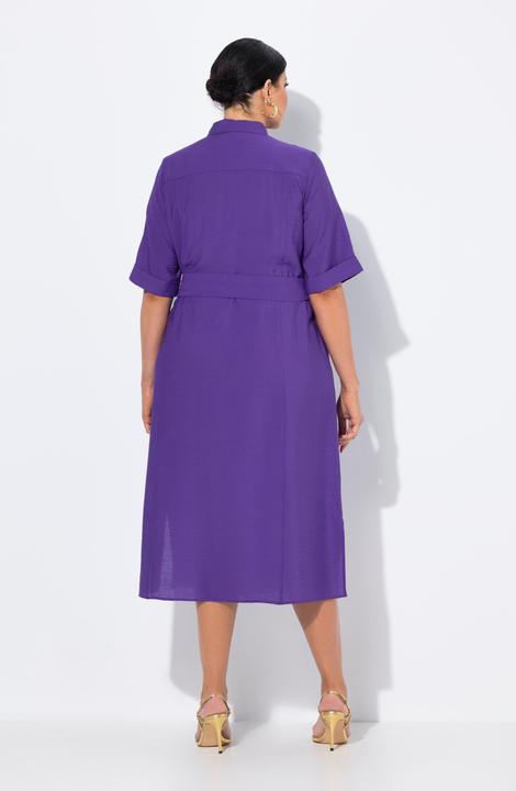 Actual product image Ulla Popken Textured Belted Button Down Dress (60)