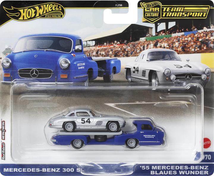 Actual product image Hot Wheels Car Culture: Team Transport Mercedes-Benz 300 SL & '55 Mercedes Benz Blaues Wunder