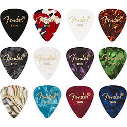Fender 351 Celluloid Medley Thin (12 x), Plektrum, Mehrfarbig
