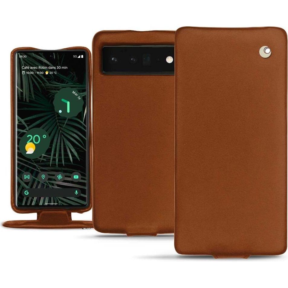 Noreve Lederschutzhülle vertikal (Google Pixel 6 Pro), Smartphone Hülle, Braun