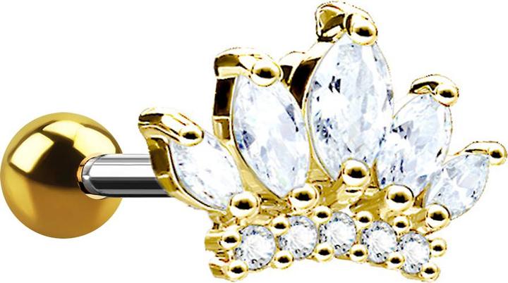 Produktbild Star Piercing Micro Barbell 14k vergoldet Diadem (Chirurgenstahl 316L, Messing)