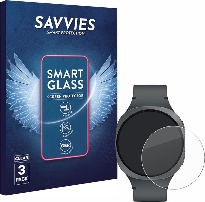 Savvies 3x Smart Glass – Hybrid Glass Pellicola in vetro 9H per Samsung Galaxy Watch 8 (40 mm)