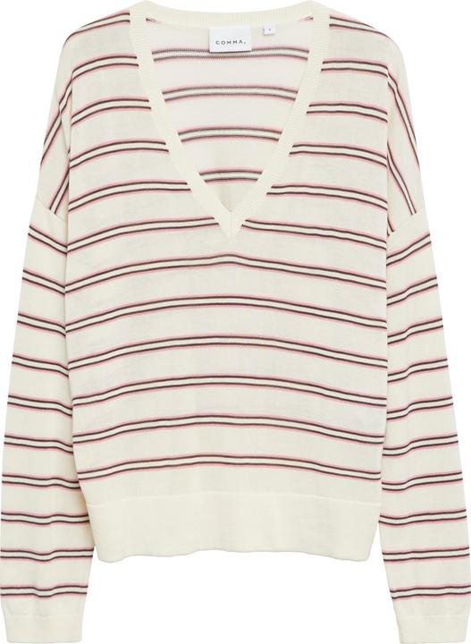 Produktbild Comma Gestreifter Feinstrickpullover aus Lyocell-Baumwoll-Mix mit Relaxed Fit (L)