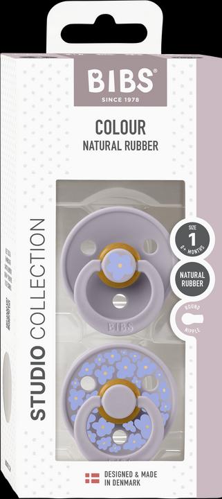 Produktbild Bibs Studio Nuggi Colour 2 PACK Latex Round 0-6m Jasmine Grey Mix (2 x, bis 6 Monate)
