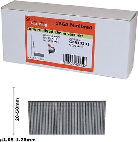 Actual product image Co-Fastening GBR18502A Minibrads 18ga verzinkt - 50 mm