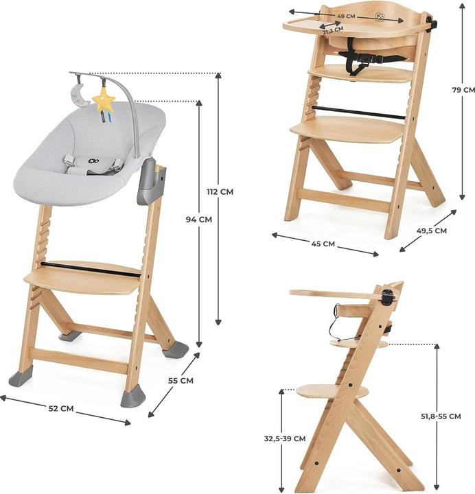 Actual product image KinderKraft Enock + Calmee reclining function (Stair high chair)