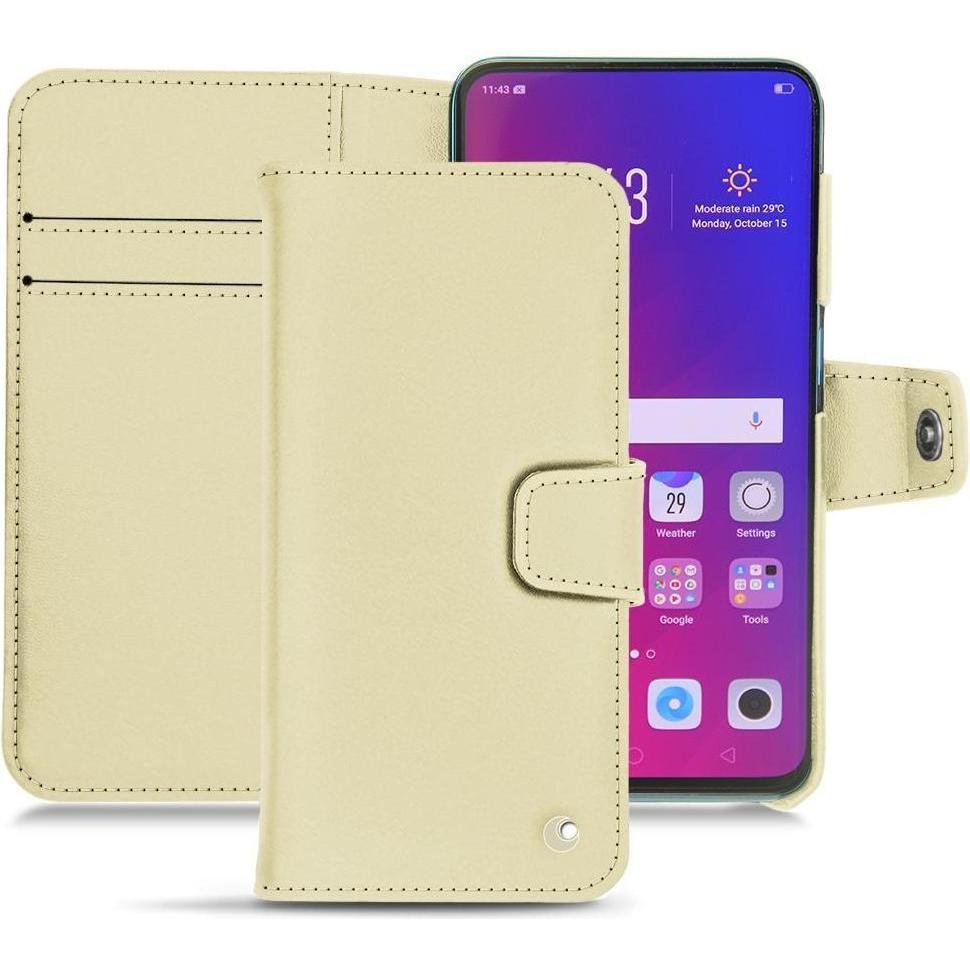 Noreve Lederschutzhülle Wallet (Oppo Find X), Smartphone Hülle, Beige