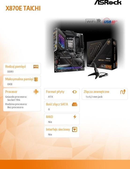 Image du produit AsRock X870E Taichi (AM5, AMD X870E, E-ATX)