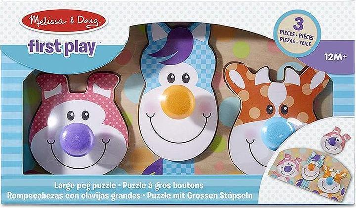 Image du produit Melissa & Doug First Play Puzzle Bois Boutons Ferme (Fr-De-En-Es) (3 pièces)
