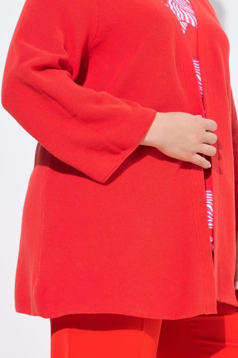 Produktbild Ulla Popken Strickjacke, A-Linie, offene Form, V-Ausschnitt, 3/4-Arm (50, 52)
