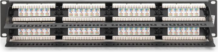 Actual product image Digitus Patch Panel 48,3cm 19Z 48Port 2U Cat6 unshielded black RAL 9005 Cable installation with LSA Leis...